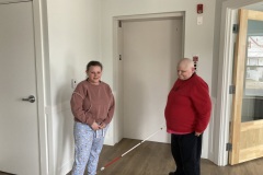 Participants by the elevator